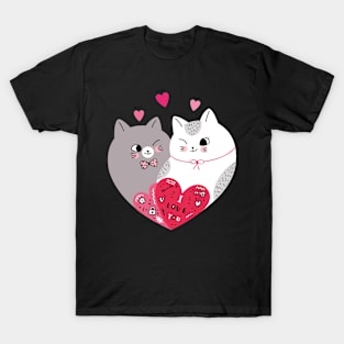 cats shape heart T-Shirt